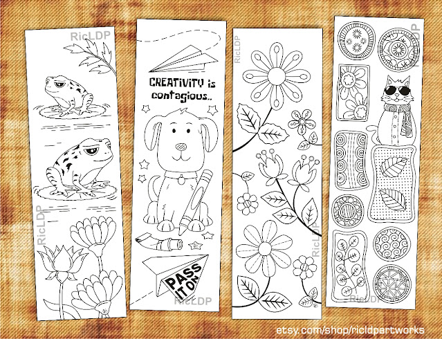 simple designs coloring bookmarks