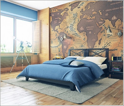 Trang trí phòng ngủ ấn tượng với bản đồ 1