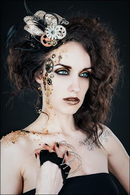 How to glue gears to your skin for a face full of steampunk makeup. Tips, tricks, tutorials for special fx makeup, men and women.