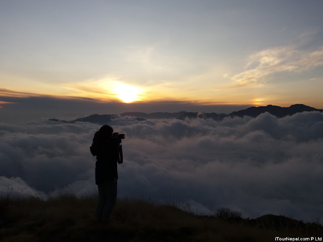 Watching sunset from Badal danda en-route Mardi Himal base camp.