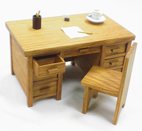 miniature oak desk for dollhouse