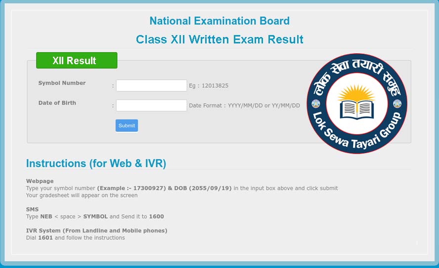 NEB Exam Result. see.ntc.net.np