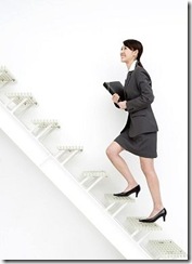 woman climbing stairs gracefully