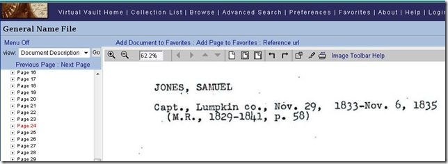 SAMUEL JONES CAPTAIN GEORGIA MILITIA