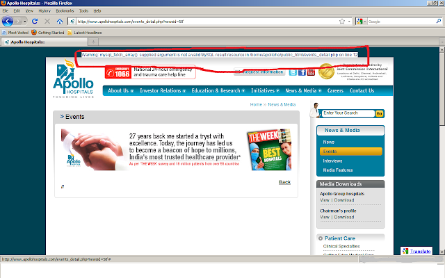 Apollohospitals.com is vulnerable to SQL injection !