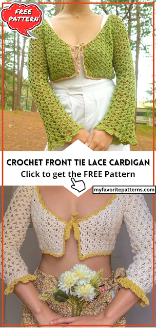 Crochet Front Tie Lace Cardigan