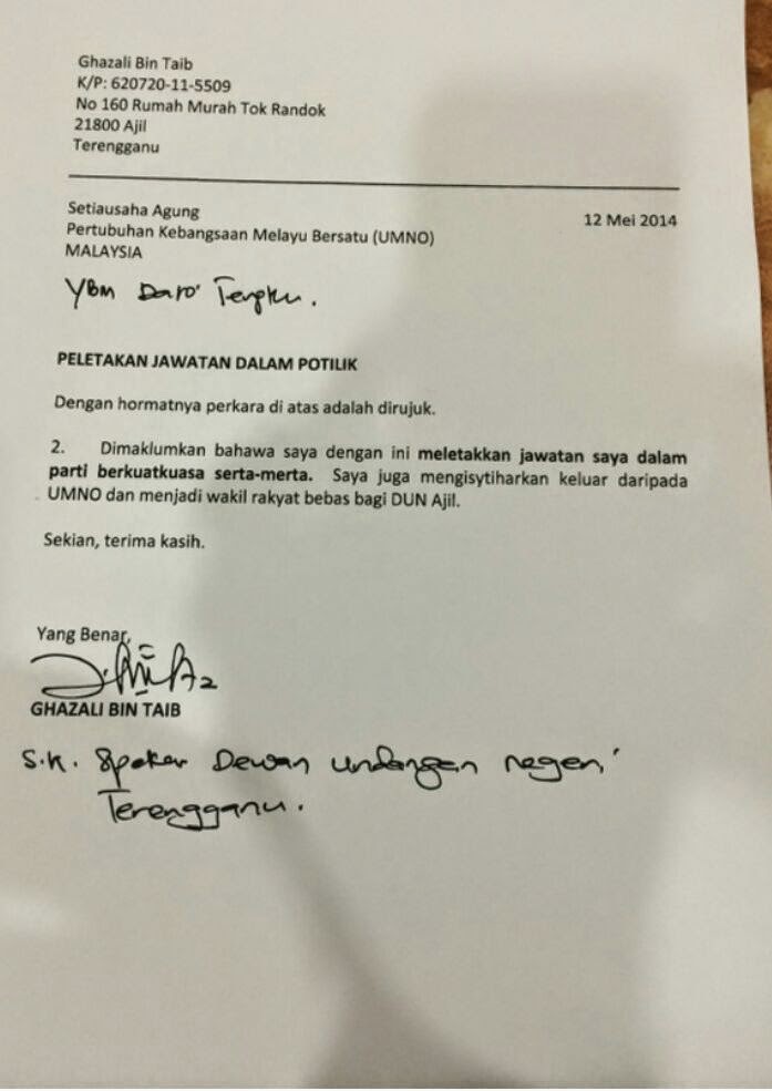 Surat Memberitahu Letak Jawatan Koperasi