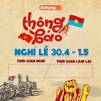Mẫu thiết kế thông báo nghỉ lễ 30/4 và 1/5 file vector Corel AI đẹp cho công ty