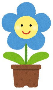 鉢植の花のキャラクター（青）