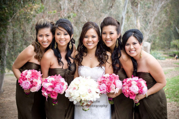 wedding flowers pink brown