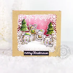 Sunny Studio Stamps: Layered Snowflake Frame Dies Merry Mice Woodland Border Dies Feeling Frosty Winter Themed Card by Rachel Alvarado