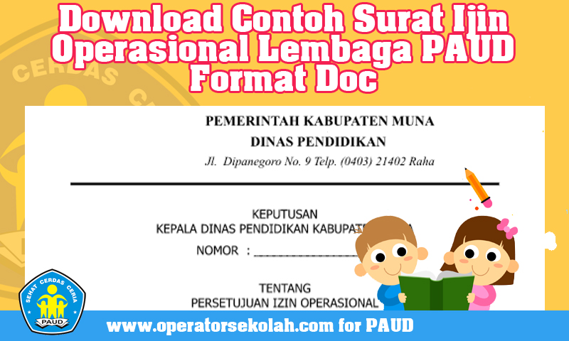 Download Contoh Surat Ijin Operasional Lembaga PAUD  Operator Sekolah