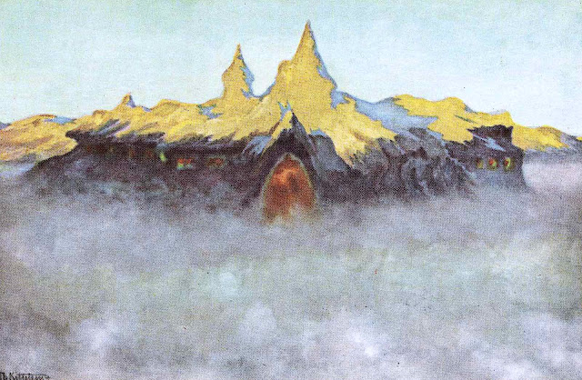 a Theodor Kittelsen illustration of a giant's mountain home