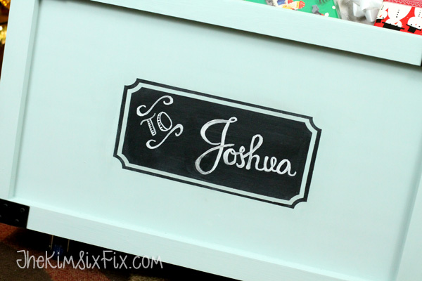Chalkboard label on toybox