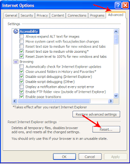 internet explorer reset factory default