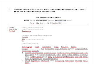 Download Format Undangan Negosiasi Atau Tawar Menawar Harga Yang Dibuat Oleh TPK Kepada Penyedia Barang/Jasa