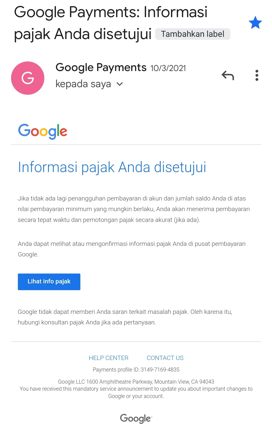 Informasi pajak google adsense