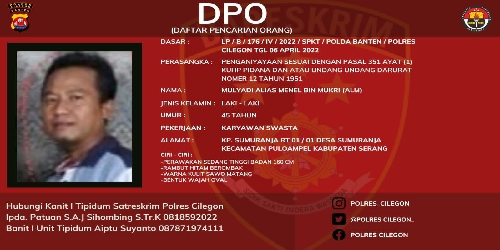 Satreskrim Polres Cilegon Terbitkan DPO Pelaku Penganiayaan