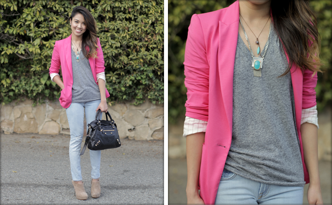 Zara pink blazer, Genetic Denim The Brooke, beautybitten