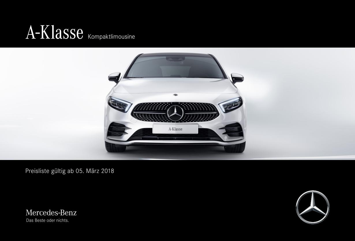 Mercedes-Benz W 177 A-Klasse Preisliste 03/2018