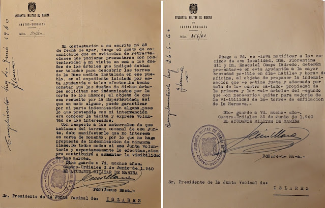 Figura 9: Correspondencia de la Junta Vecinal de Islares con la Ayudantía Militar de Marina de Castro Urdiales en el año 1960.