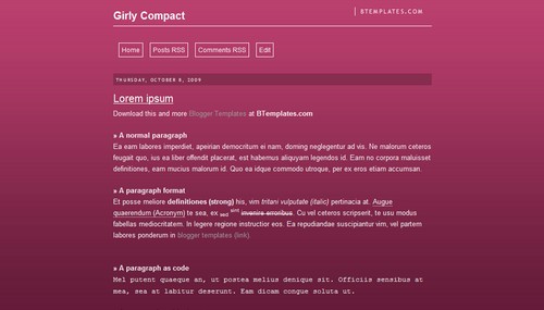 Girly Compact Blogger Template