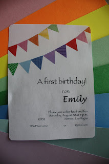 first birthday invitation rainbow pennant banner