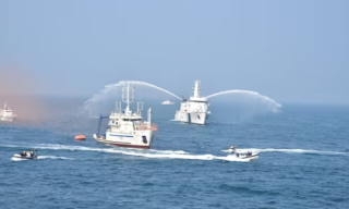 A joint exercise conducted between the Coast Guards of India and Japan