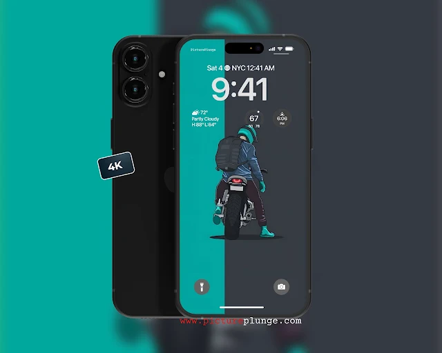 Cool Rider on Motorcycle 4K Vector Wallpaper – Minimalist Urban Biker Art