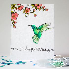 Peek-a-boo Designs Humming Bird colored with zig real brush markers