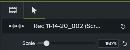 Camtasia cursor size 150%
