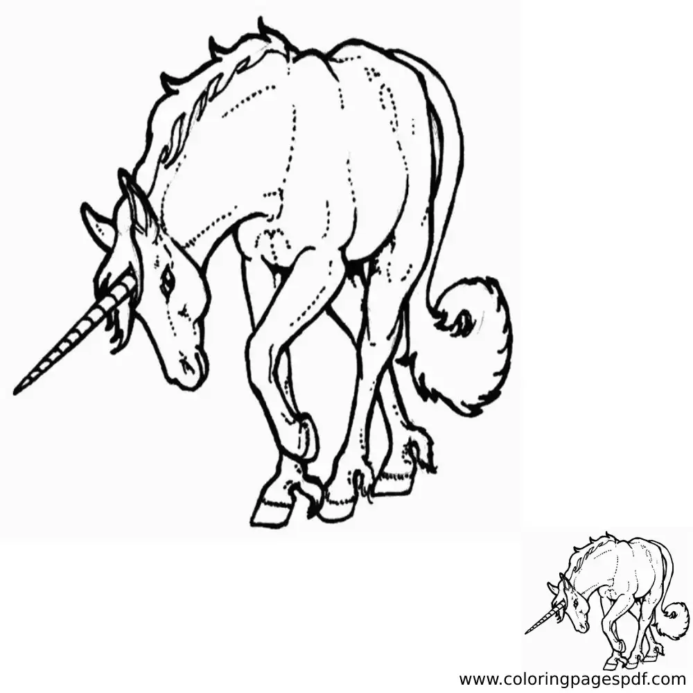 Coloring Page Of A Unicorn Looking Down