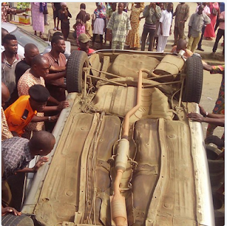 TRAGEDY! Girl seriously injured as car rams into a market in Osun (PHOTOS)