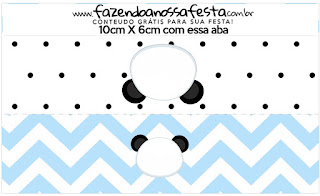 Panda in Light Blue Chevron and Black Polka Dots: Free Printable Candy Bar Labels.