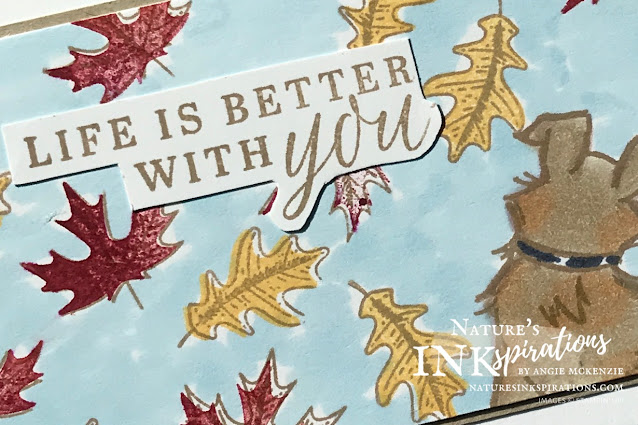 By Angie McKenzie for Benji; Click READ or VISIT to go to my blog for details! Featuring the Beautiful Autumn and Pampered Pets stamp sets; #weloveourgroomer #stampinup #handmadecards #naturesinkspirations #keepstamping #spreadsunshine #beautifulautumnstampset #pamperedpetsstampset #coloringwithblends #fussycutting #simplestamping #minislimline #cardtechniques