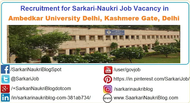 Naukri Vacancy Recruitment Ambedkar University Delhi  AUD