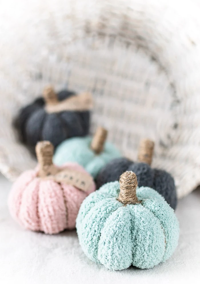 fuzzy sock pumpkin with jute stem