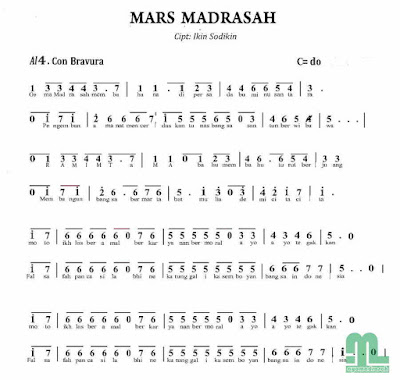 Lirik dan not lagu Mars Madrasah ini melengkapi artikel sebelumnya tentang  Lirik dan Not Lagu Mars Madrasah