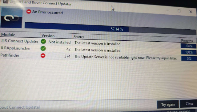 JLR Pathfinder Update Server Not Available