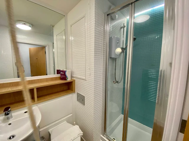 The bathroom in the Butlin's self catering apartment with shower