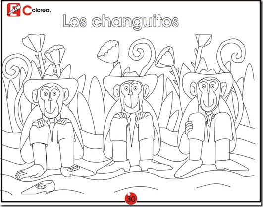 The monkeys, free coloring pages