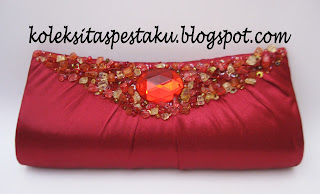 Terbaru Ready STock Clutch Bag Tas Pesta Mewah Maroon Handmade