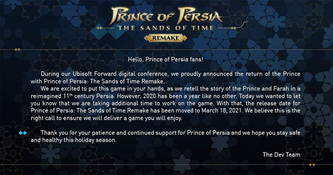 prince of persia the sands of time remake release date