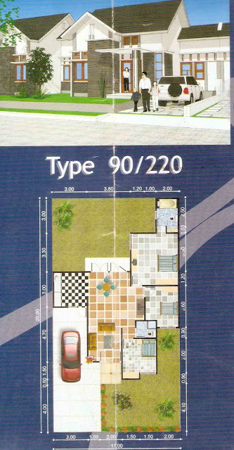 denah desain rumah minimalis rumah type 90/220