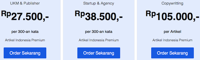 Daftar harga penulis konten website