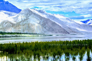 Beautiful scene of Indus River  At Skardu Viewpoint