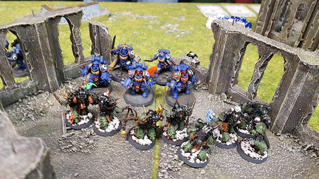 Chaos Space Marines vs Ultramarines - 1250pts - Race To Victory - a tournament report from Weekend at Burnie's 2 - an invitational event for Moarhammer patrons.