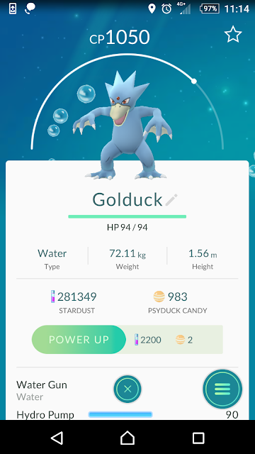 哥達鴨 Golduck 配招最佳技能 - Pokemon GO寶可夢