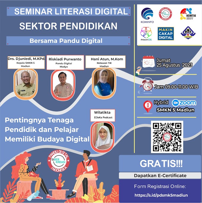Seminar Literasi Digital Sektor Pendidikan bersama Pandu Digital Indonesia di SMKN 5 Madiun