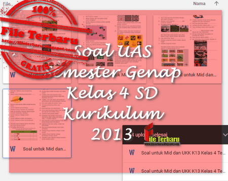 Soal UAS Semester Genap Kelas 4 SD Kurikulum 2013